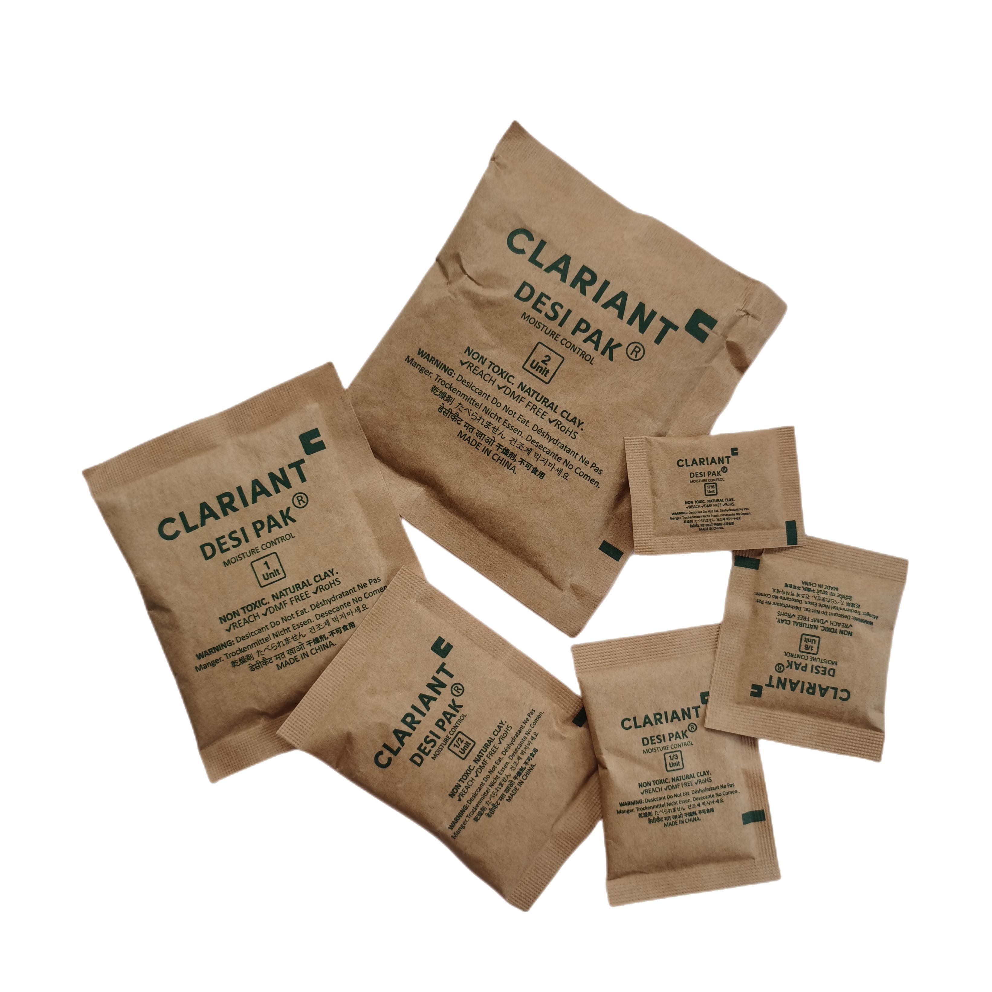 Desi Pak Clay Desiccant in Biodegradable Kraft Bags (1/16u) with FSC Certification from China